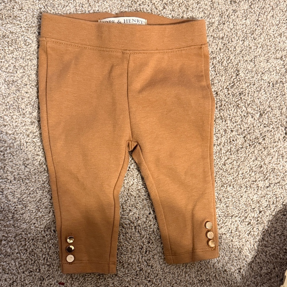 Hope & Henry Kids Brown Leggings with Button Accents